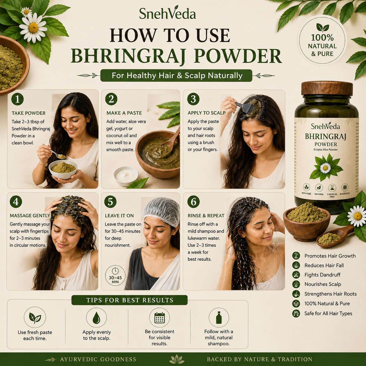 How to use SnehVeda Bhringraj Powder — complete 6 step guide